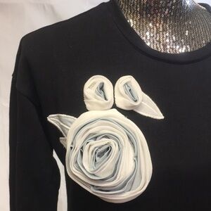 Vintage Rosettes floral jersey dress black lord & Taylor 100% cotton Jersey